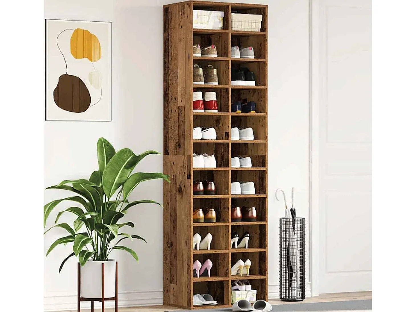 Zapatero de madera antiguo 54x34x183 cm madera contrachapada