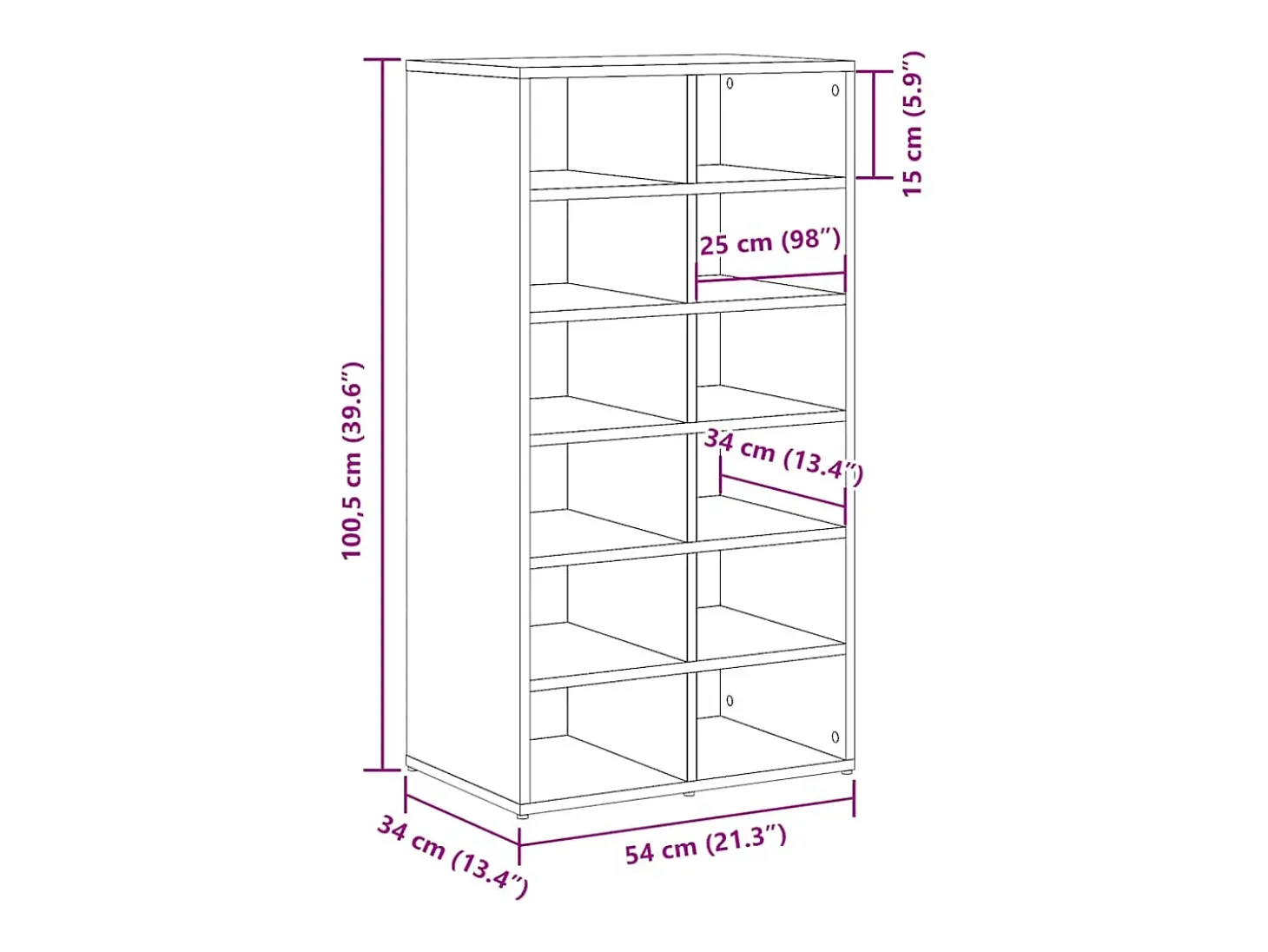 Zapatero de madera antiguo 54x34x100,5cm madera de ingeniería