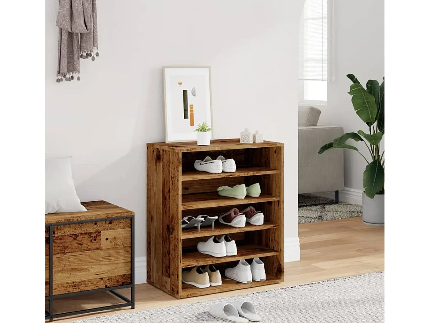 Zapatero de madera antiguo 60x35x70 cm madera contrachapada