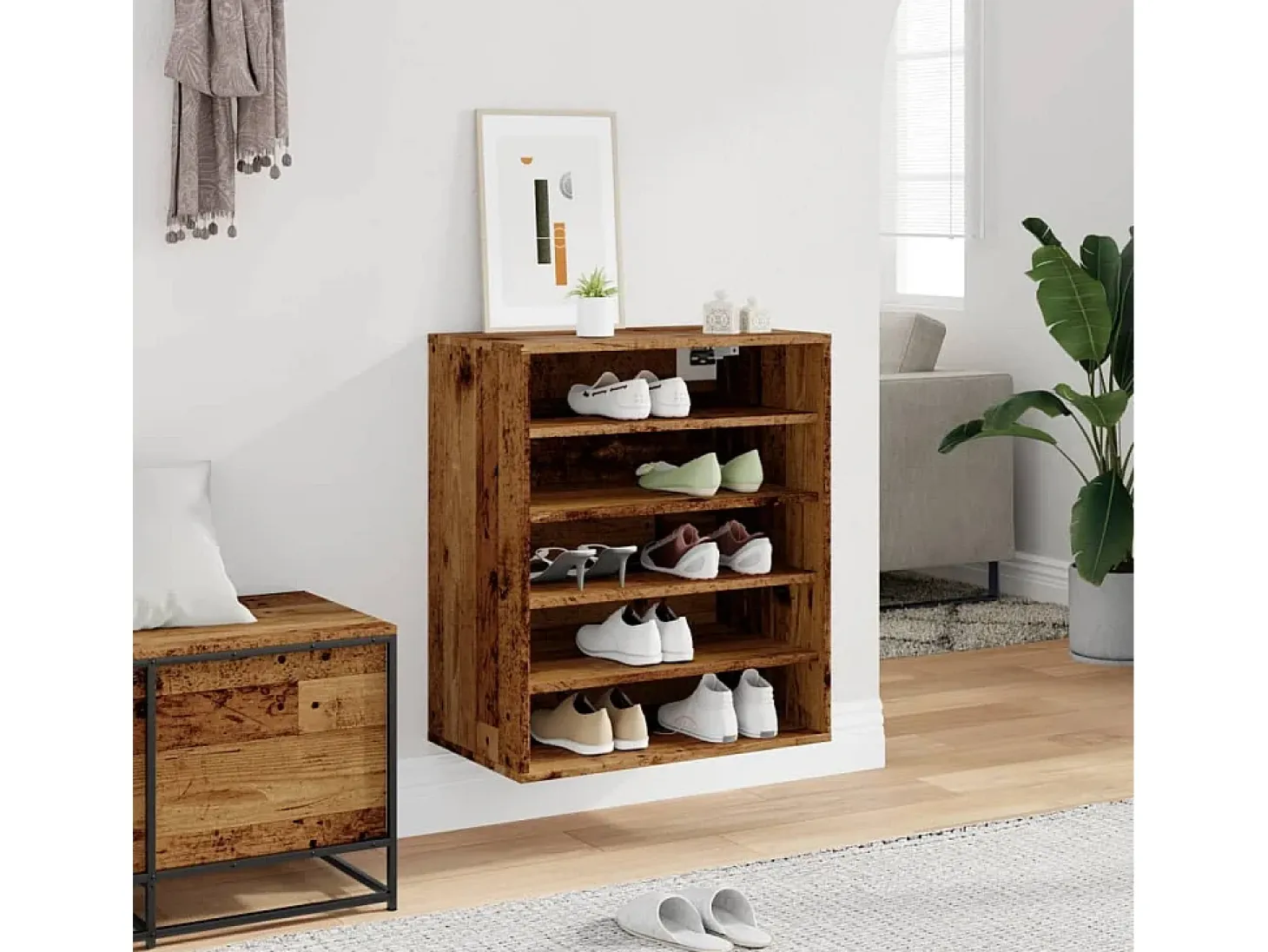 Zapatero de madera antiguo 60x35x70 cm madera contrachapada