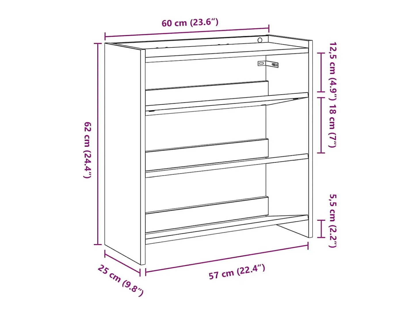 Zapatero de madera antiguo 60x25x62 cm madera de ingeniería