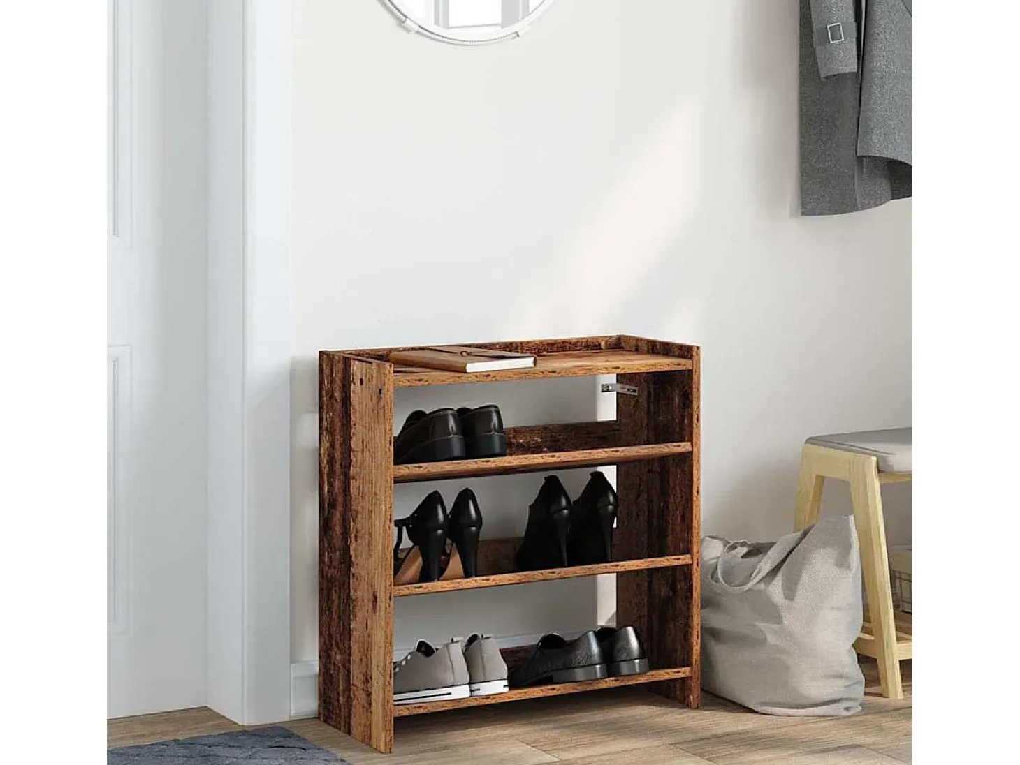 Zapatero de madera antiguo 60x25x62 cm madera de ingeniería