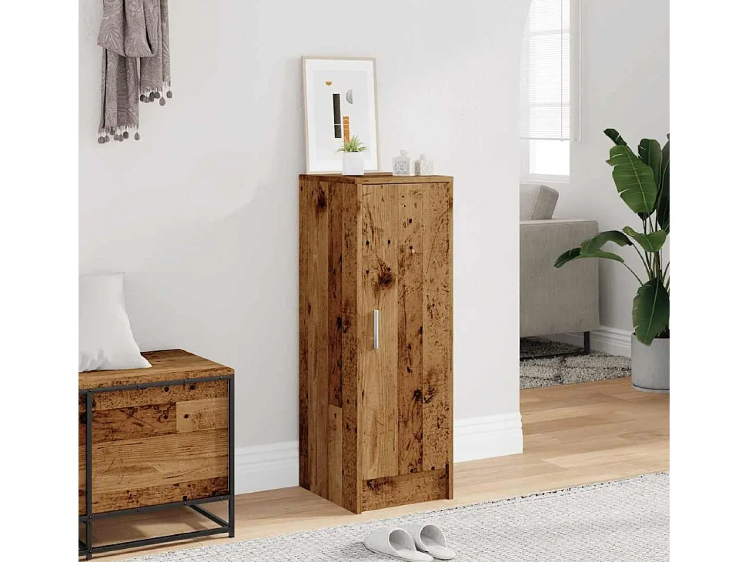 Zapatero de madera antiguo 32x35x92 cm madera contrachapada