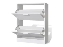 Zapatero de madera con 2 compartimentos Blanco