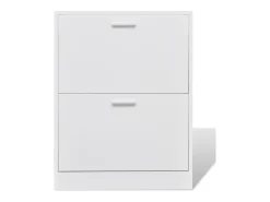 Zapatero de madera con 2 compartimentos Blanco