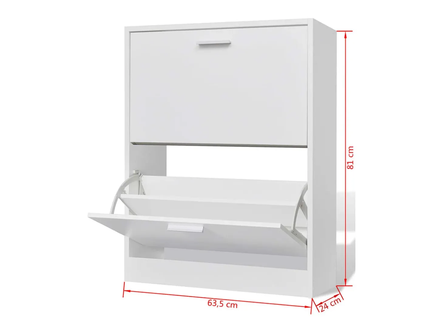 Zapatero de madera con 2 compartimentos Blanco