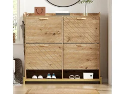 Zapatero de madera con 4 puertas, MDF, (108,5x24x100 cm)