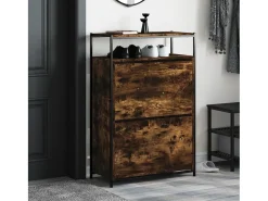 Zapatero de madera contrachapada roble ahumado 75x34x112 cm ES670107