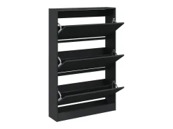 Zapatero de madera de ingeniería negro 80x21x125,5 cm ES138267