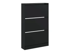 Zapatero de madera de ingeniería negro 80x21x125,5 cm ES138267