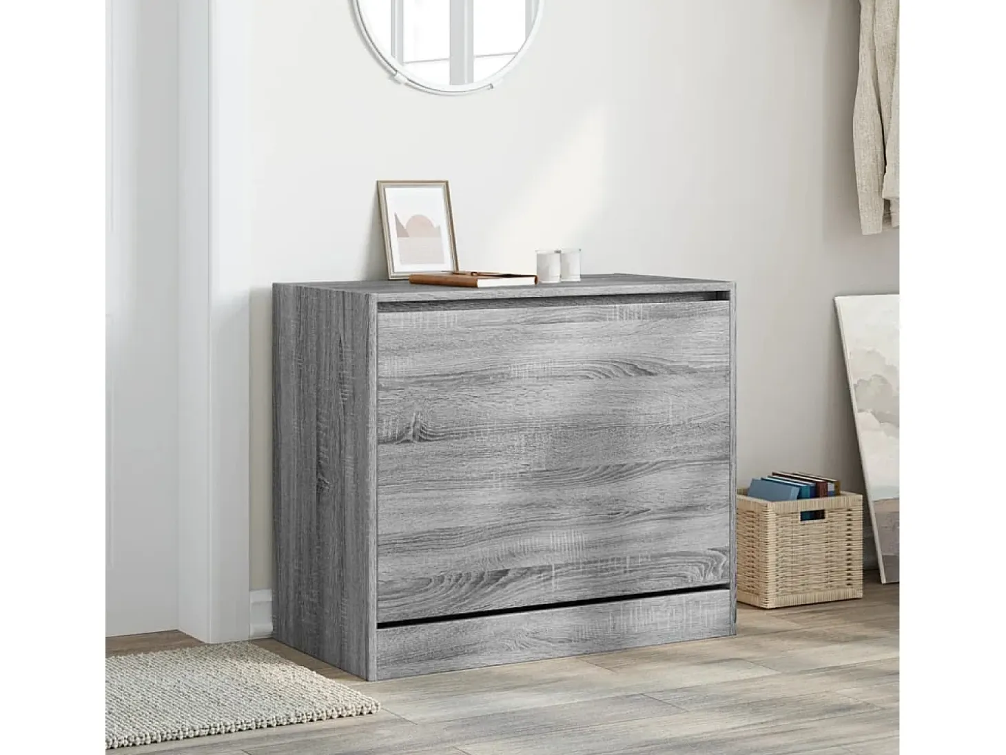 Zapatero de madera de ingeniería gris Sonoma 80x42x69 cm ES553558