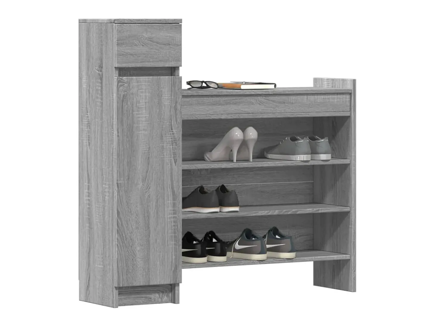 Zapatero de madera de ingeniería gris Sonoma