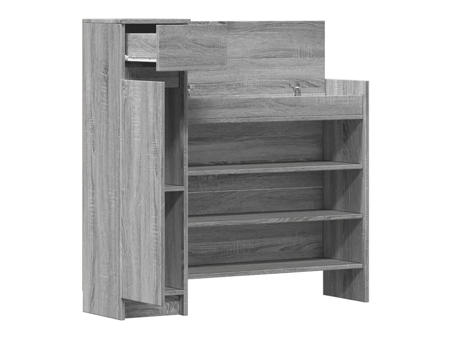 Zapatero de madera de ingeniería gris Sonoma