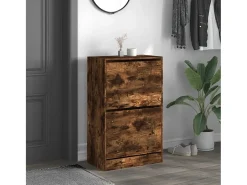 Zapatero de madera de ingeniería roble ahumado 60x34x96,5 cm ES276262