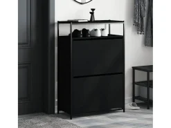 Zapatero de madera de ingeniería negro 75x34x112 cm ES307736