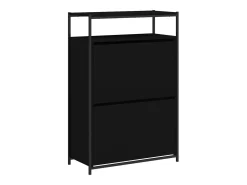 Zapatero de madera de ingeniería negro 75x34x112 cm ES307736