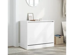 Zapatero de madera de ingeniería blanco 80x42x69 cm ES870566
