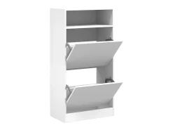 Zapatero de madera de ingeniería blanco 60x34x116 cm ES122296