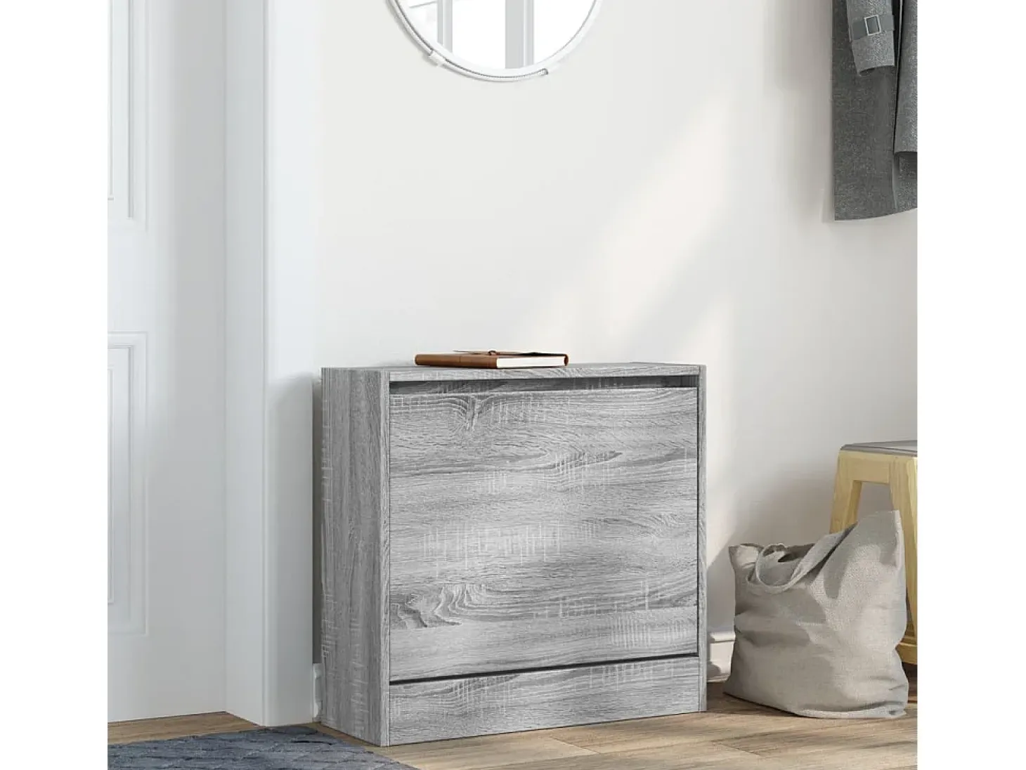 Zapatero de madera de ingeniería gris Sonoma 60x21x57 cm ES971124