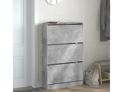 Zapatero de madera de ingeniería gris hormigón 80x21x125,5 cm ES754692