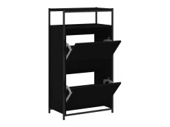 Zapatero de madera de ingeniería negro 60x34x112 cm ES913933