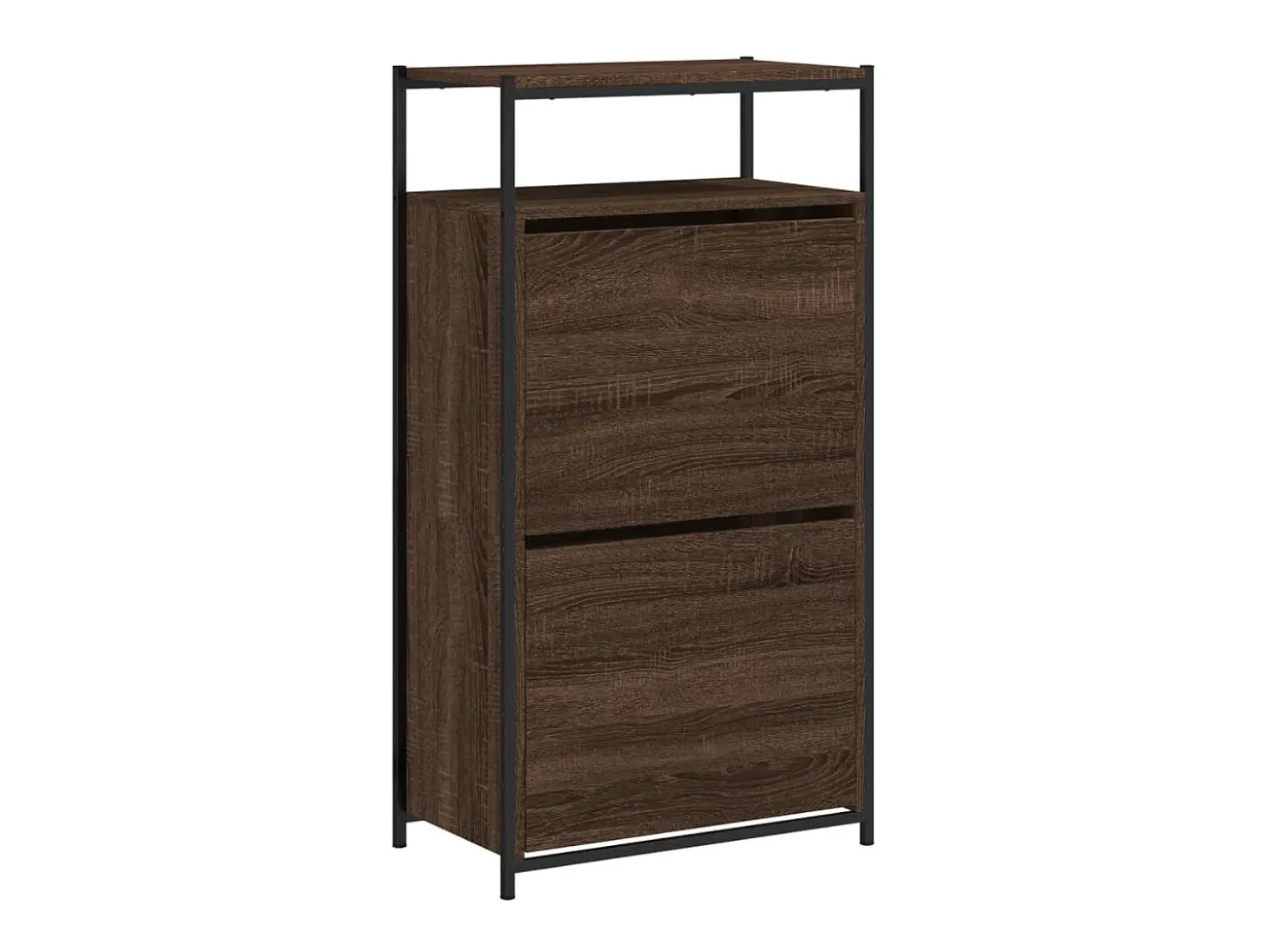 Zapatero de madera de ingeniería marrón roble 60x34x112 cm ES932800
