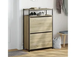 Zapatero de madera de ingeniería roble Sonoma 75x34x112 cm ES137083