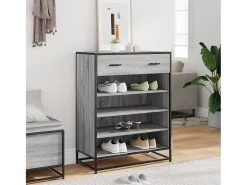 Zapatero de madera y metal de ingeniería gris Sonoma