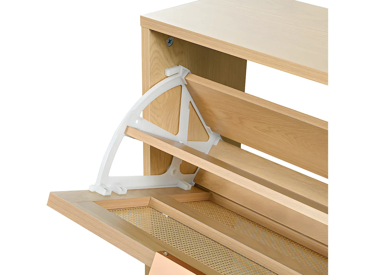Zapatero de madera y ratán - 4 puertas abatibles - Natural