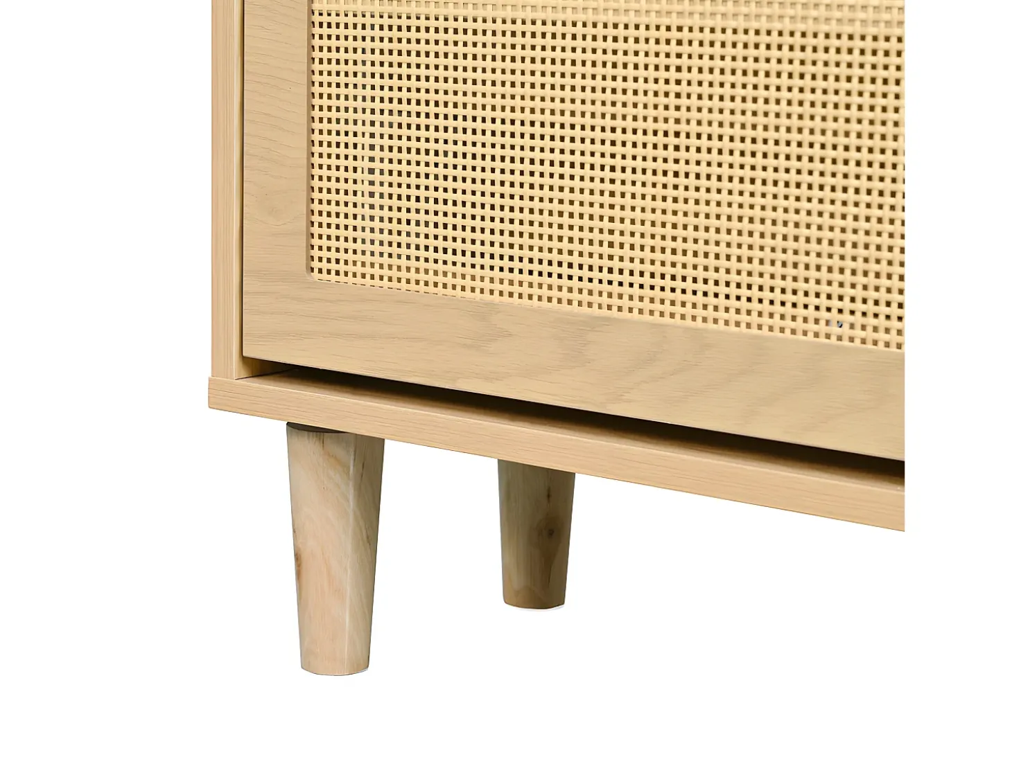 Zapatero de madera y ratán - 4 puertas abatibles - Natural