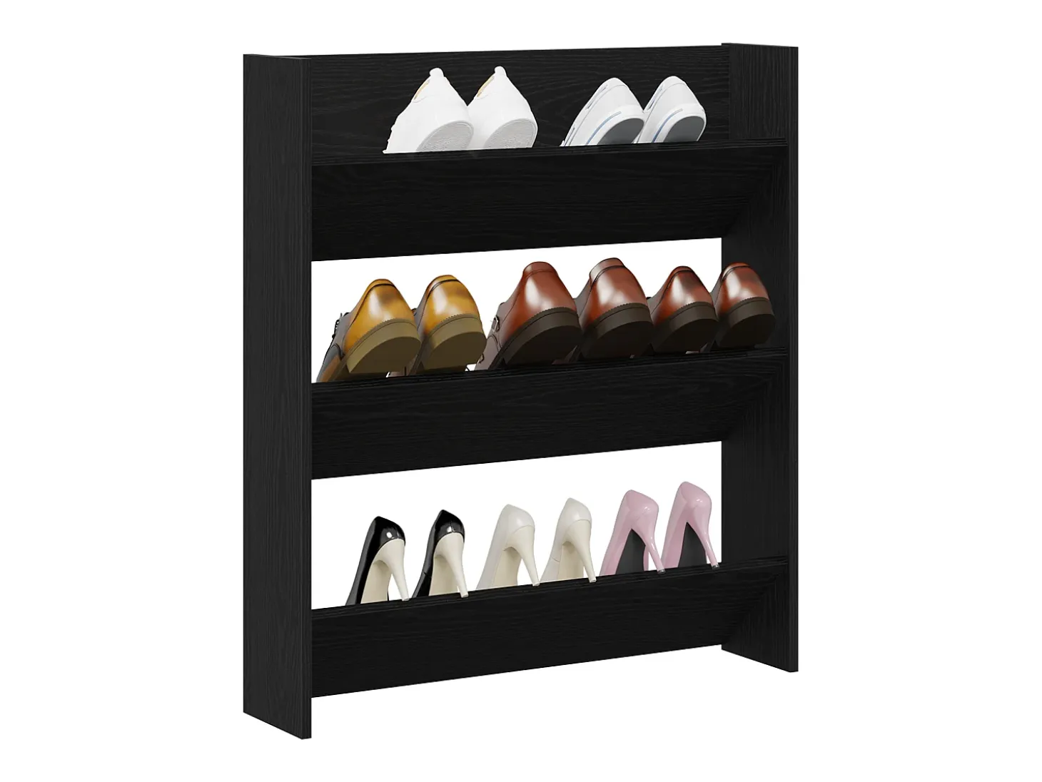 Zapatero de pared - Roble negro, 80 x 18 x 90 cm, madera de ingeniería