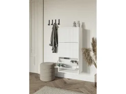 Zapatero de pared con 3 puertas - Blanco - 50 cm - VELDIO