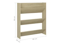 Zapatero de pared de madera de ingeniería de roble Sonoma