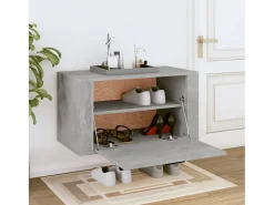 Zapatero de pared gris hormigón 70x35x38 cm