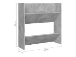Zapatero de pared Gris hormigón 60x18x60 cm Aglomerado