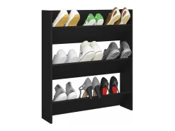 Zapatero de pared madera contrachapada negro 80x18x90 cm ES258159