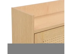 Zapatero de ratán con 4 puertas y 1 cajón, patas y tiradores de madera