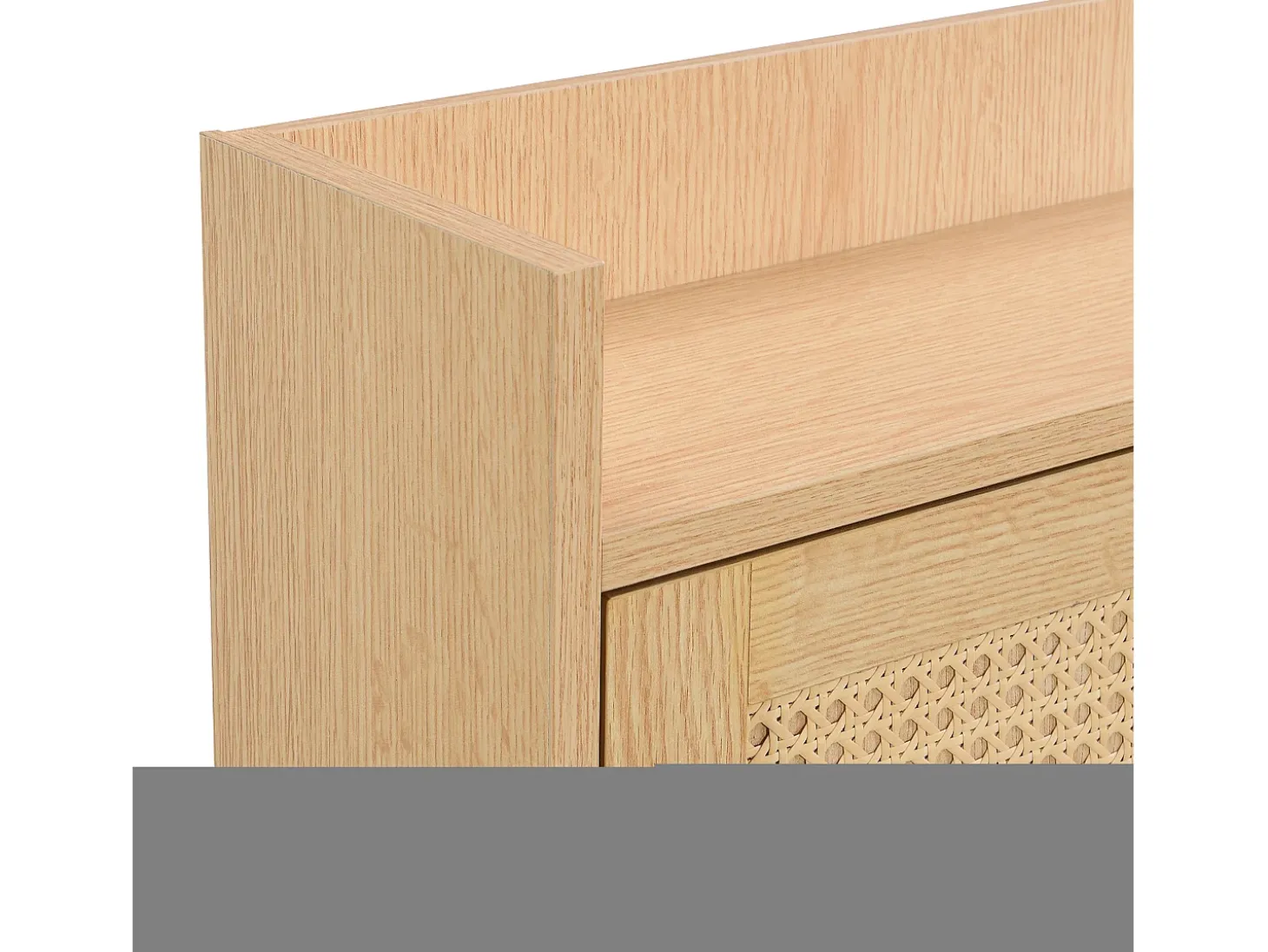 Zapatero de ratán con 4 puertas y 1 cajón, patas y tiradores de madera