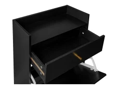 Zapatero de ratán negro - 2 puertas y 1 cajón