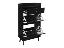 Zapatero de ratán negro - 2 puertas y 1 cajón