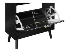 Zapatero de ratán negro - 2 puertas y 1 cajón