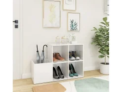 Zapatero de recibidor contrachapado blanco brillo 105x35,5x70cm ES181641