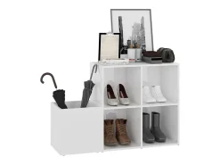 Zapatero de recibidor contrachapado blanco brillo 105x35,5x70cm ES181641