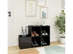 Zapatero de recibidor contrachapado gris brillo 105x35,5x70 cm ES396377