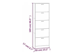 Zapatero de roble ahumado 59x17x169 cm Madera de ingeniería