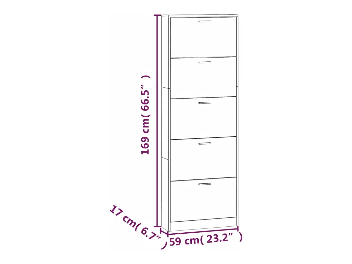 Zapatero de roble ahumado 59x17x169 cm Madera de ingeniería
