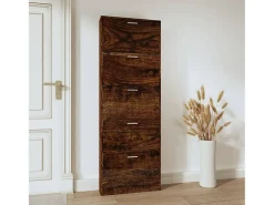 Zapatero de roble ahumado 59x17x169 cm Madera de ingeniería