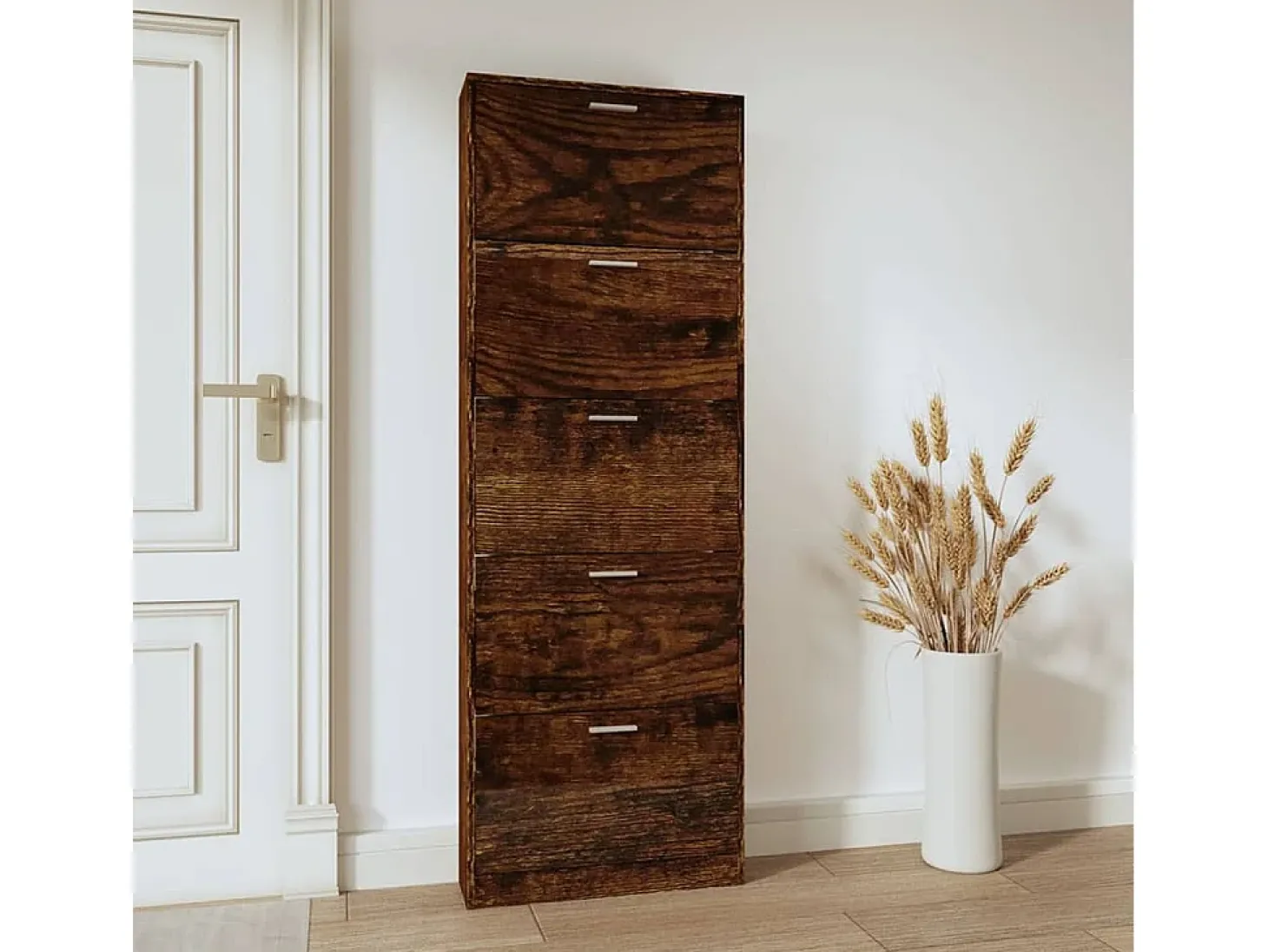 Zapatero de roble ahumado 59x17x169 cm Madera de ingeniería