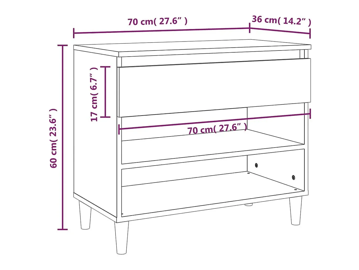 Zapatero de roble ahumado 70x36x60 cm Madera de ingeniería