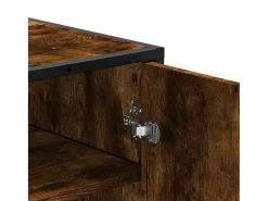 Zapatero de roble ahumado fabricado con madera de ingeniería y metal.
